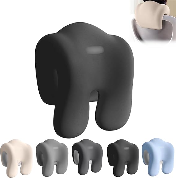 Extra Firm Office Chair Headrest Attachment - Ergonomic Neck Support Pillow for Office Chairs, Adjustable Head Rest with Memory Foam for Back & Posture Support (Black)
