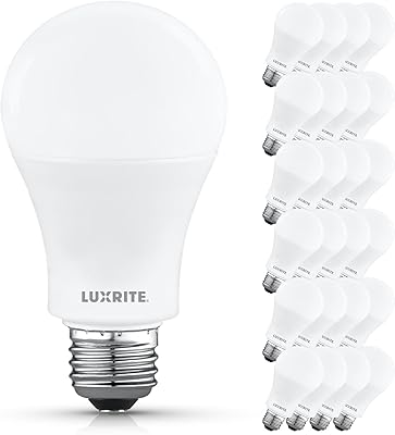 LUXRITE A19 LED Light Bulb 100 Watt Equivalent, 5000K Bright White, 1500LM, Non-Dimmable, Standard LED Light Bulbs, 12.5W, E26 Base, Enclosed Fixture Rated, Damp Rated, ETL Listed 24 Pack