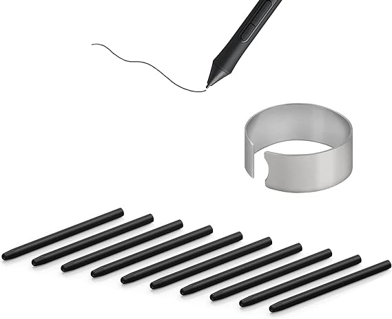 10X Replacement Tips Nibs Compatible with One By Wacom/Bamboo/Intuos/Intuos 5&4&3/IntuosPro(PTH-451/651/851)/Cintip/CintipCompanion 1&2&Hybrid/Cintip13H, for CTE-,MTE-,CTL-,CTH- Series, Black