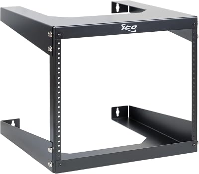 ICC 8U Wall Mount 19 Open Frame Server Rack 18 Deep Cold-Rolled Steel, 125 lb Load Capacity Network Rack for Patch Panels, Switches, AV, IT & Telecom Equipment Installations