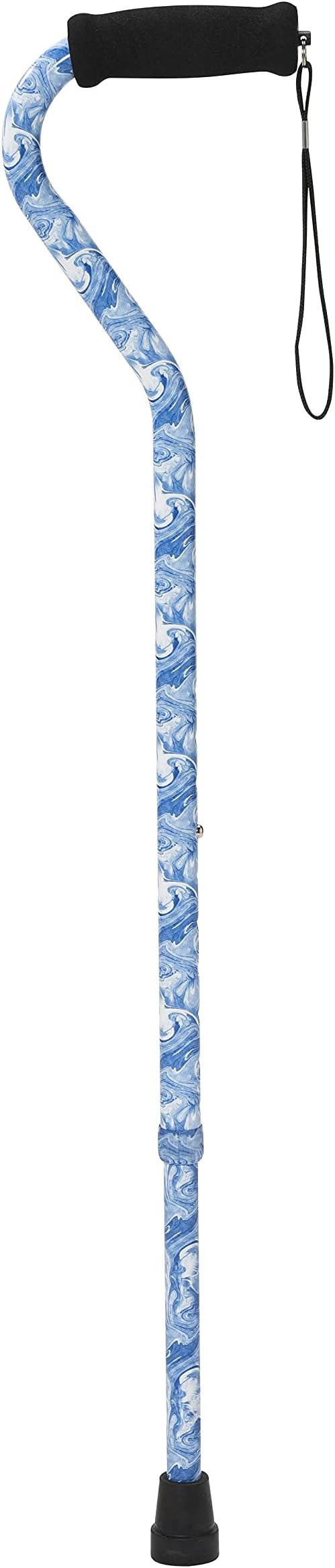 Drive Medical Adjustable Walking Cane with Foam Grip Offset Handle, Swirl | Adjustable Walking Cane Features an Offset Foam Grip Handle for Comfortable, Balanced Everyday Support