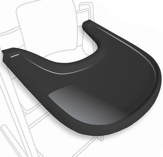 High Chair Table Compatible with Stokke Tripp Trapp Chair with Powerful Smooth Suction Surface, Ergonomic Curved Design, Shiny Black - BPA Free, Easy to Assemble