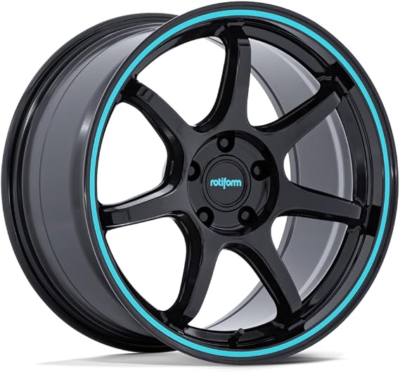 Rotiform BPU 19X9.5 5X120 6.12 22mm GLOSS BLACK W/ TEAL STRIPE - RC208BL19955222