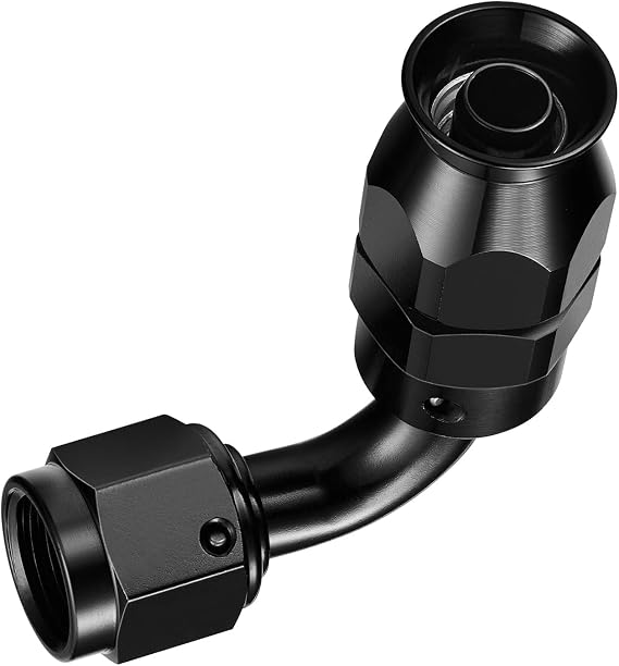 6AN PTFE Hose End Fitting 90 Degree 6061-T6 Aluminum Black 1PC