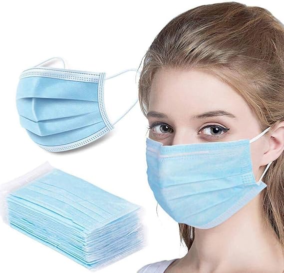 50 Masks Air Purifying Face Masks Disposable Protective Face Masks with Adjustable Nose Clip and Ear Loops - Sanitary 3-Ply Non-Woven Fabric VeniCare