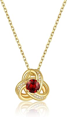 KeyStyle Love Knot Birthstone Necklace for Women, Gold Infinity Crystal Charm Birthstone Anniversary Jewelry for Her, Birthday Necklaces for Mother Wife Grandma BFF with Gift Box