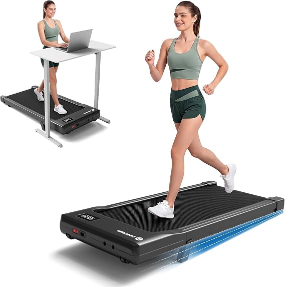 DeerRun Walking Pad with 6% Incline, Under Desk Treadmill for Home Office