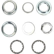 Free-fly 8 PCS Set 1" Threaded Bicycle Headset Combo, Bicycle Front Fork Bowl Set (Silver)
