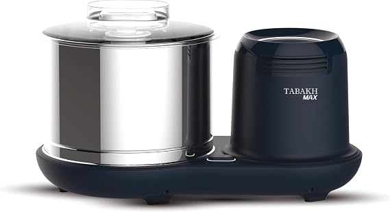 Tabakh Max 2-Liter Stone Wet Grinder with Atta Kneader & Coconut Scraper, 110V, Gray