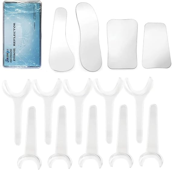 Dental Photography Mirrors Stainless Steel & 10Pcs T-shape Retractor Mouth Opener