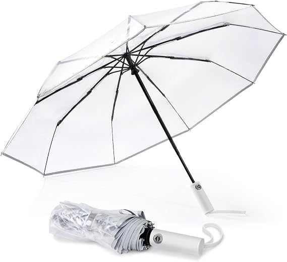 G4Free Small Clear Umbrella for Rain, 42 Inch Women and Men Use | Weddings, Proms, and Special Events, Auto Open & Close, One person Umbrella