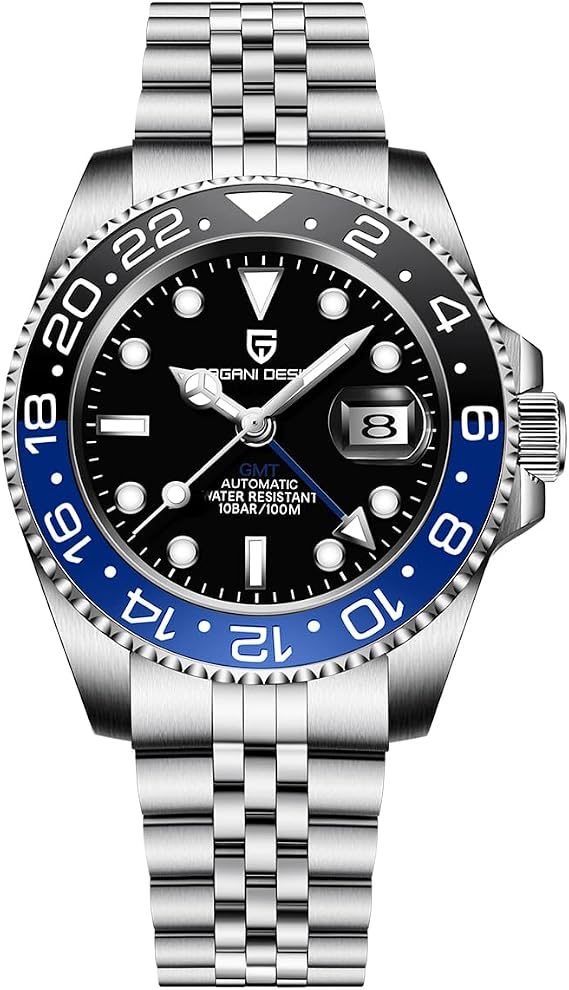 Pagani Design GMT Automatic Mechanical Men's Watch Rotating Ceramic Bezel Stainless Steel Watch with Date Function Men's Sport Watch