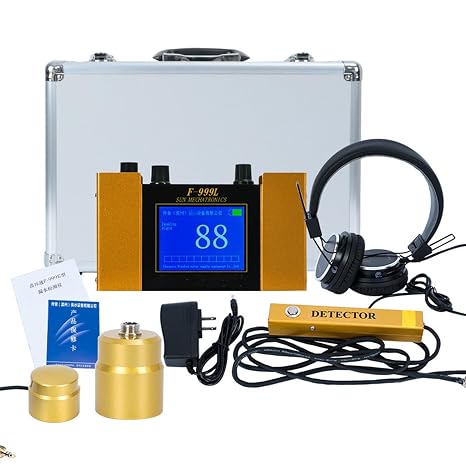 Water Leak Detector, Underground Water Pipe Leakage Monitor with Digital Display & Earphone & Carrying Case for Water Leakage Detection Construction Pipelines (US Plug)