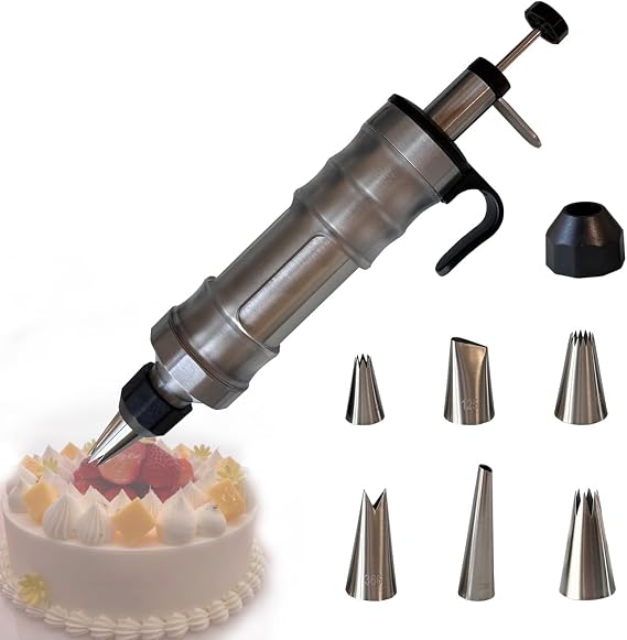 Dessert Decorating Syringe Set,Cake Decorating Tool,6 Piping Icing Nozzles