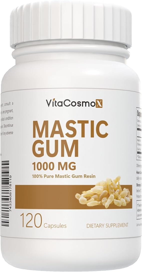 Mastic Gum Capsules, 1000mg per Serving, 120 Vegan Capsules