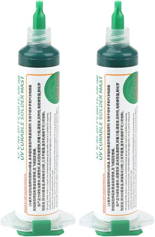 Kadimendium 2Pcs Light Curing Solder Mask Ink Green BGA PCB Repair Paint Solder Solder Resist Ink Chip Paint Shedding Tool Solder Kit