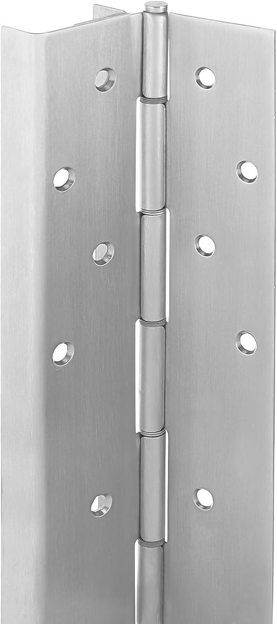 Lawrence 304 Stainless Steel Continuous Piano Hinge - Heavy Duty Pin and Barrel Type Hinges with Integral Door Guard for Long Lasting Support and Repeated Use - Fire Rated Up to 3 Hours
