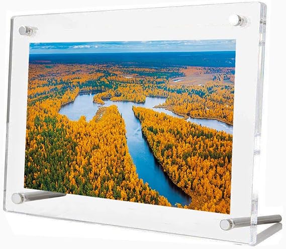 Frameless Tabletop Floating Photo Frames Clear Acrylic Picture Frame Desktop Free Standing (4x6)