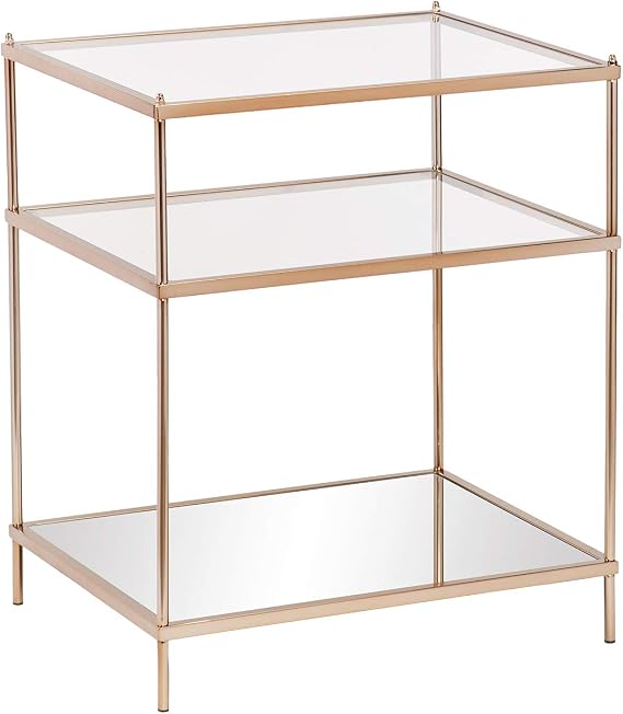 SEI Furniture - Knox Side Table - Copper - Transitional Design, Metal and Glass - Ideal for Living Room, Bedroom (OC2204)