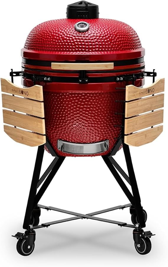 KAMADO BONO Ceramic BBQ Grill, 25" Grande Limited, Red I Kamado BBQ Charcoal Grill with Dual Zone Grilling System I Egg BBQ Smoker for Cooking, Smoking & Baking