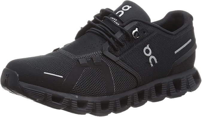 On Men's Cloud 5 Sneakers, Black/Black, 9