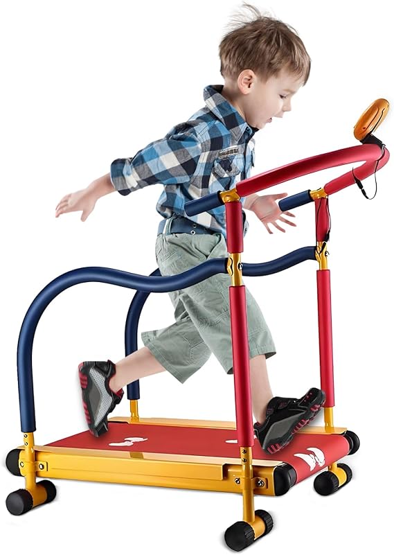Kids Treadmill for Home, Toddler Treadmills with Incline LED Monitor and Handle Bar, Indoor Mini Treadmills Walking Pad Workout Equipment, Kids Manual Treadmill for 3-15 Year Old