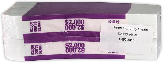 Huron Currency Money Band Wrappers $2000 Violet (1000 pcs)