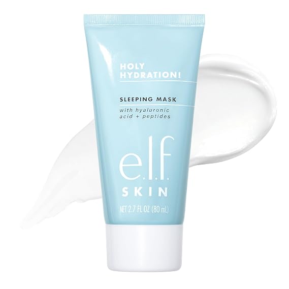 e.l.f. SKIN Holy Hydration! Sleeping Mask, Moisturizing & Plumping Dual-Use Sleep Or Rinse-Off Face Mask, Soothes Skin With A Creamy Formula