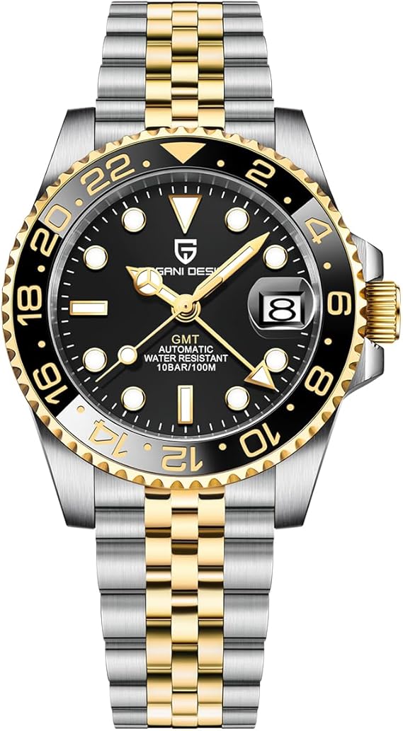 Pagani Design GMT Automatic Mechanical Men's Watch Rotating Ceramic Bezel Stainless Steel Watch with Date Function Men's Sport Watch