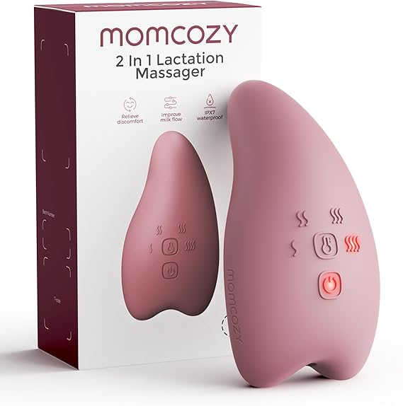 Momcozy A1Pro Lactation Massager, Deep Vibration & Rapid Heating for Clog Relief & Efficient Pumping, Breastfeeding Essentials with Memory Function & Fast Charging, for Postpartum Mom