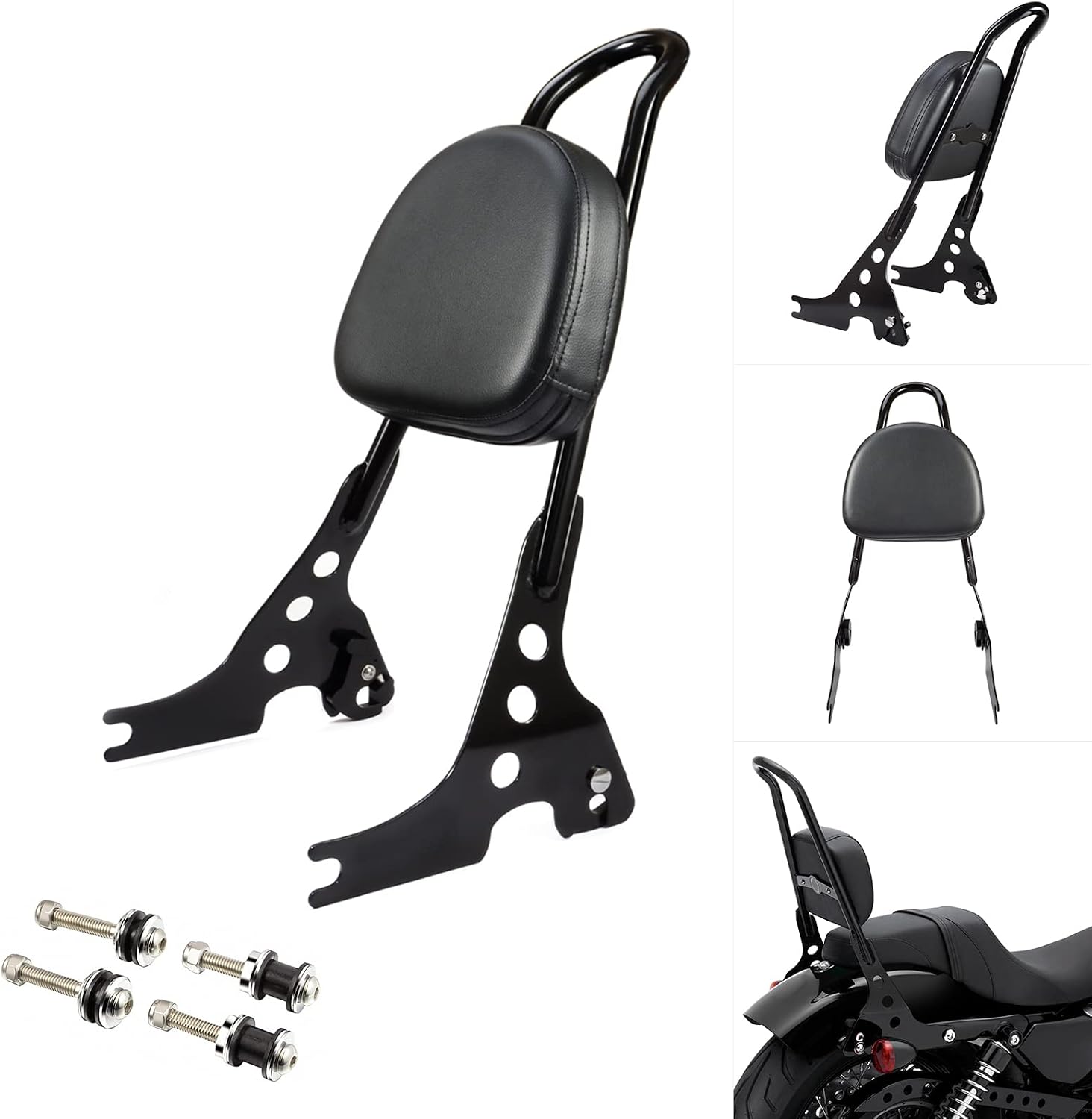 Benlari Passenger Backrest Detachable Sissy Bar Pad Compatible for Harley Davidson Sportster XL1200 XL883 SuperLow Iron 883 1200 48 Black 2004-2024
