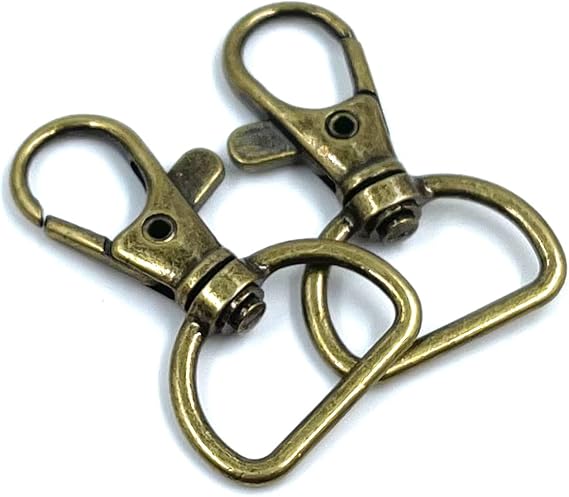 YIXI-SBest 20Pcs 360 Metal Swivel Trigger Snap Hooks Lobster Claw Clasps, Wide 3/4 Inch D Ring, Large Size Keychain Hooks, 20mm in ID, 40mm in Length (Bronze)