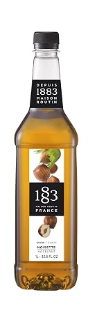 1883 Maison Routin Premium Hazelnut Syrup, 1 Litre PET Bottle | Flavoured Syrup, For Coffee, Tea, Cocktails, Iced Drinks & Desserts, Made with Pure Cane Sugar, No Artificial Colours, Vegan