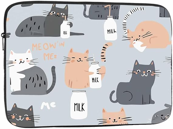 Laptop Sleeve Bag 15.4 15.6 Inch,Modern Cats Funny Cat Grey Protective Polyester Computer Cases Laptop Cover Briefcase Bag Tablet Travel Cover