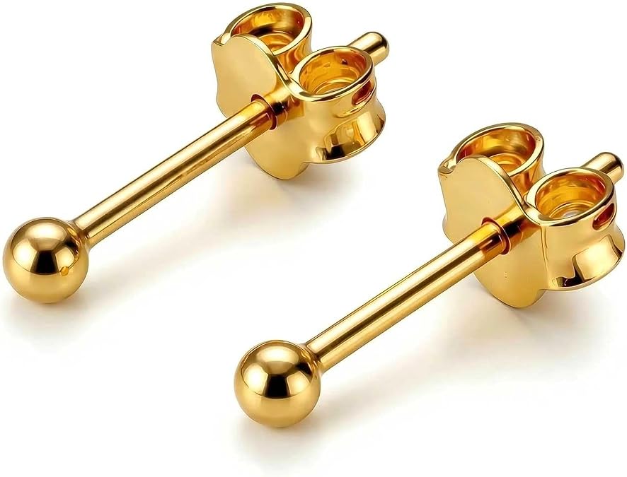 KEZEF 925 Sterling Silver Ball Stud Earrings for Women, 2mm to 10mm | Nine Bead Sizes, Three Finishes, Hypoallergenic Nickel Free Post, Butterfly Push Back, Sold As One Pair