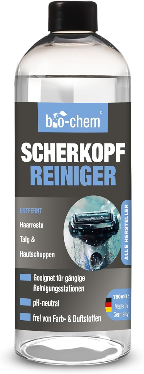 bio-chem Scherkopfreiniger Nachfüllflüssigkeit 750ml Für Reinigungs-Kartuschen von Rasierer Elektrorasierer und Bart-Trimmer verschiedener Marken