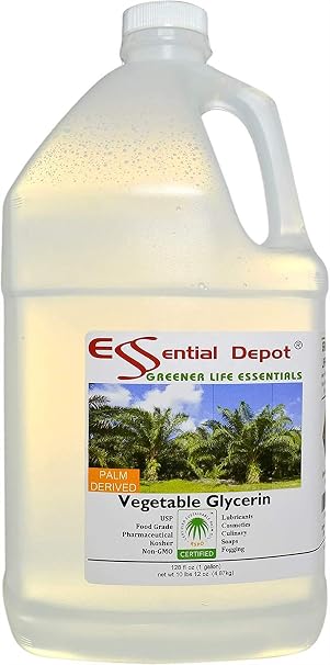 Vegetable Glycerin - 1 Gallon - VG from RSPO Sustainable Palm - Non GMO - Kosher - USP - Food Grade - Kosher - Halal Acceptable - Pharmaceutical Grade - Safety Sealed Resealable HDPE Container