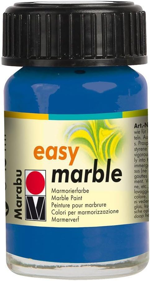 Marabu Easy Marble Paint - Azure Blue - Hydro Dipping Paint for Tumblers, Ceramic, Paper, Glass, and More - 15ml Bottle