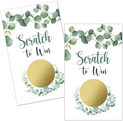 Haizct 50 Pack Eucalyptus Party Blank Gift Certificate Scratch Off Cards for Small Business, Spa Beauty Makeup Hair Salon, Baby Shower, Bridal Shower, Raffle Ticket, Country Wedding-GK079