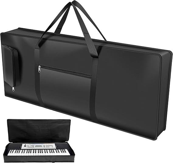 Portable 61 Key Keyboard Case Durable Piano Bag with Thick Padding, 420D Oxford Cloth, 2 Storage Pockets, Adjustable Straps, and Handles Fits Electric Keyboards (39.3"x5.9"x15.7")