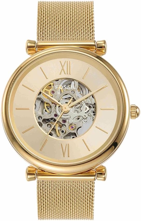Fossil Carlie Watch for Women, Automatic Movement with Stainless Steel Mesh Strap
