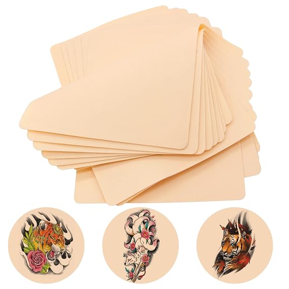 Blank Tattoo Practice Skins - 20pcs 1mm Double Sided Soft Rubber Microblading Practice Skins for Beginners & Experienced Artists