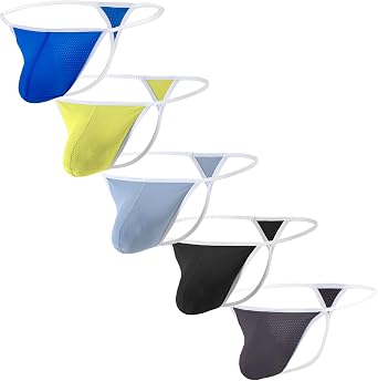 Mens Thong Underwear Sexy G string T Back Thongs Big Ball Pouch Bikini Underwears for Man
