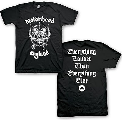 Motorhead Everything Louder Front & Back Print Mens Black Short Sleeve T Shirt Vintage Style Graphic Tees