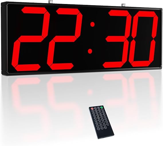 CHKOSDA Digital Wall Clock with Double Sided Display, Large LED Clock with Timer,Alarm,Temperature and Date,Two Faced Hanging Digital Clock Large Display for Multiple Public Places(Red)