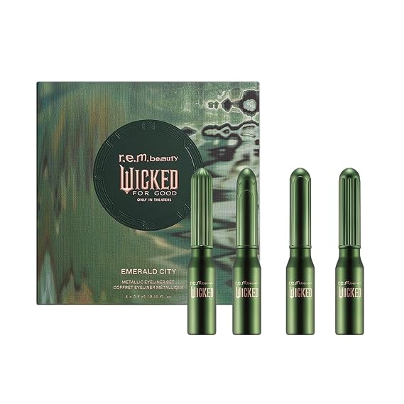 r.e.m. beauty by Ariana Grande Wicked: For Good | Emerald City Metallic Eyeliner Set | Long-Wearing, Smudge-Resistant Formula | 4 Shades