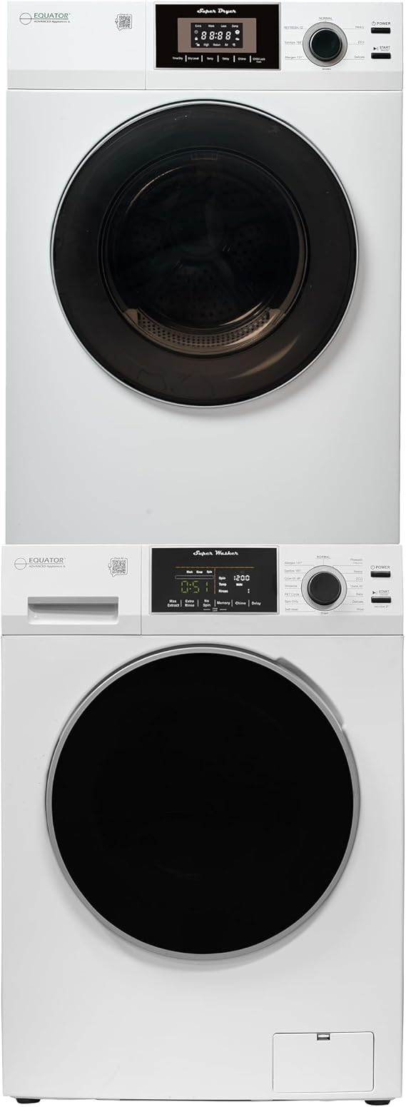 Equator Matching Laundry Set 110V ONE OUTLET 15 Lb Washer 1.62 cu.ft+13Lb Vented Dryer 3.1cu.ft