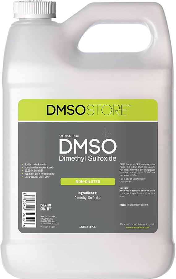 DMSOSTORE DMSO Dimethyl Sulfoxide One Gallon Non-diluted 99.995% Low odor Pure Pharma grade Liquid