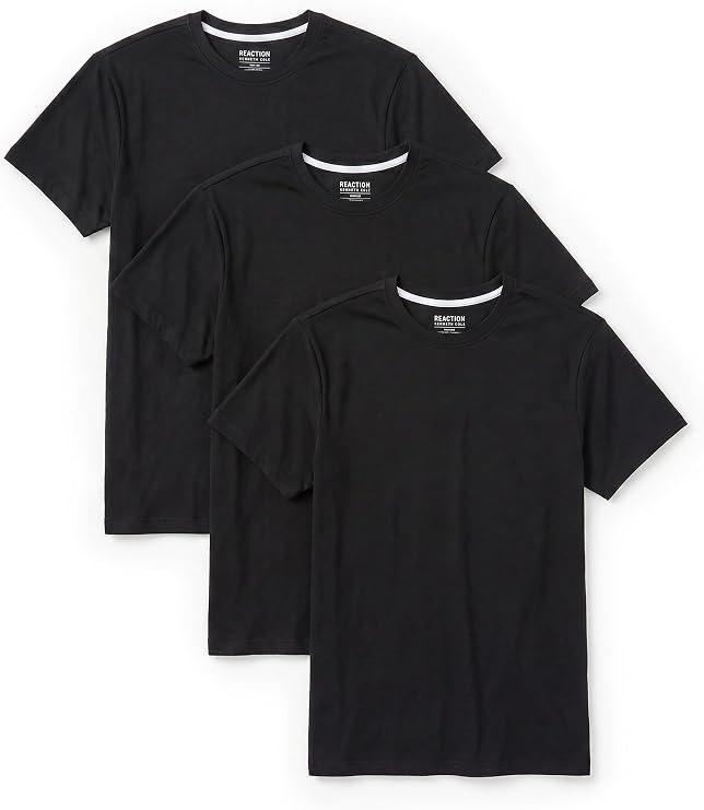 Kenneth Cole REACTION Mens T-Shirt Pack of 3 | UPF 50+ Cotton/Spandex Jersey Slim Fit White T Shirts for Men Pack