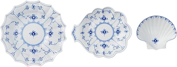 Royal Copenhagen 1082301 Blue Fluted Plain Dish Trio Plate Set of 3